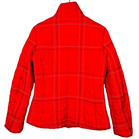 Post Card Quilted Ski Jacket Full Zip Plaid Red Mock Neck - 6 - Picture 3 of 10